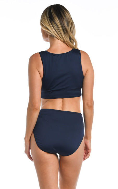 24TH & OCEAN COLOR BLOCK HIGH NECK RACERBACK CROP
