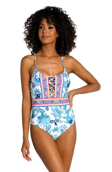 LA BLANCA SANTORINI SUN STRAPPY BACK ONE PIECE