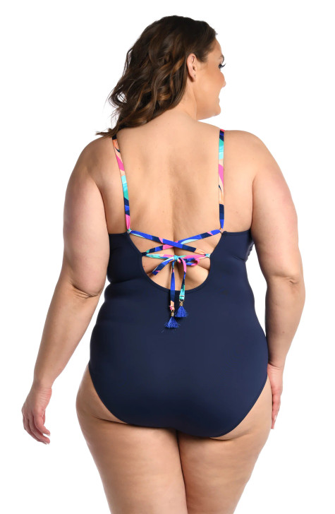 LA BLANCA PAINTED LEAVES PLUNGE ONE PIECE (16W-20W)