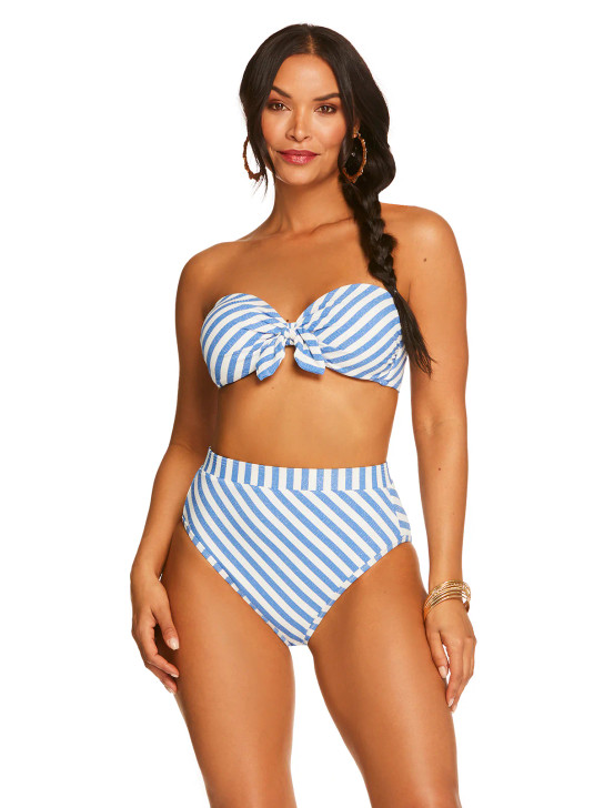 JESSICA SIMPSON LICKITY SPLIT TIE FRONT BANDEAU TOP