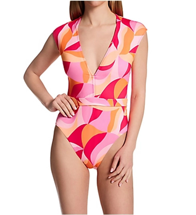 SANCTUARY CAP SLEEVE ONE PIECE - SHELL ABSTRACT