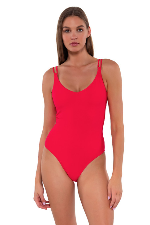 SUNSETS VERONICA SOLID ONE PIECE - GERANIUM