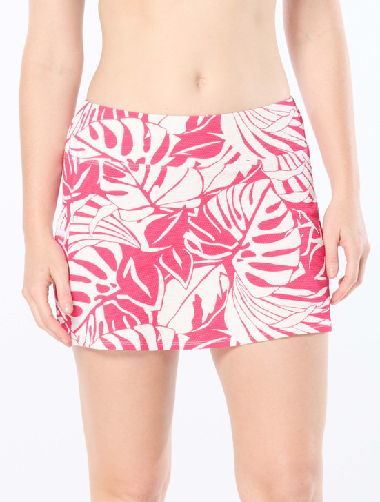 BEACH HOUSE PRINTED EMMA SWIM SKORT - JUNGLE PALMS ROSE