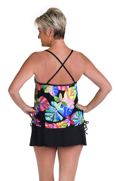 24TH & OCEAN TROPIFLAGE UNDERWIRE V-NECK BLOUSON TANKINI