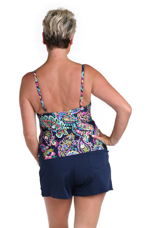 24TH & OCEAN PAINTED PAISLEY TWO TIERED TANKINI