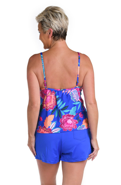 24TH & OCEAN LUMINOUS BLOSSOM UNDERWIRE V NECK BLOUSON TANKINI