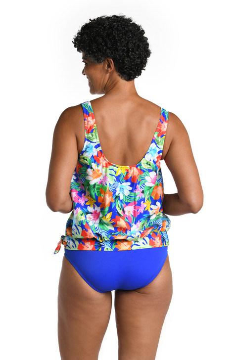 MAXINE HULA HOLIDAY BANDED SCOOP BLOUSON TANKINI