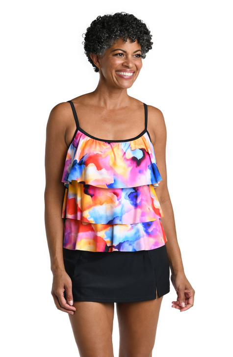 MAXINE WATERCOLOR BLISS TRIPLE TIERED TANKINI