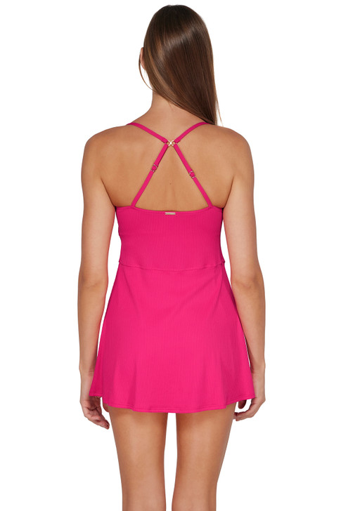 SUNSETS NAOMI SWIM DRESS - BEGONIA SANBAR RIB
