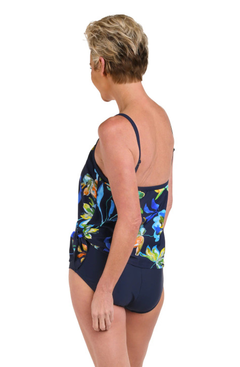 MAXINE INDIGO VINEYARD SCOOP NECK FAUX TANKINI ONE PIECE