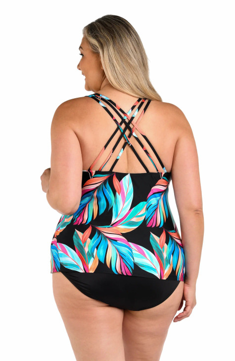 24TH & OCEAN MOONLIT LEAF UNDERWIRE CROSSBACK TANKINI (16W-18W)