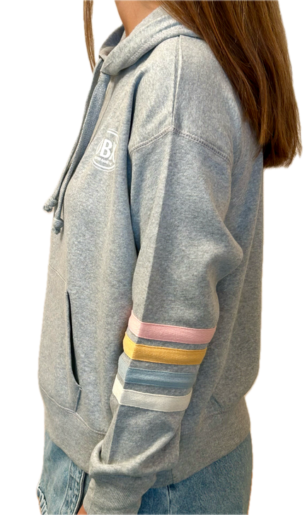 OBX HEATHER FLEECE WITH STRIPES HOODED SWEATSHIRT