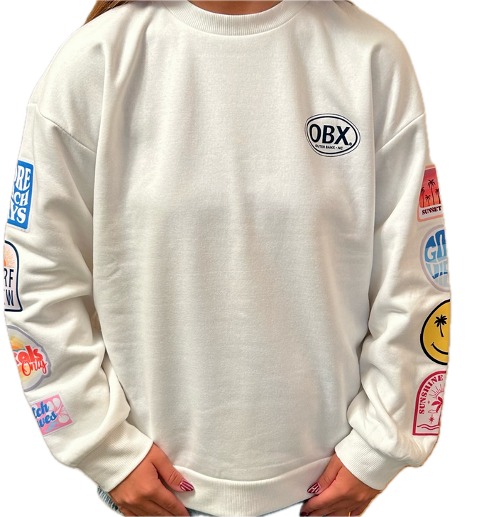 OBX SURFWASH CREW WITH PATCHES SWEATSHIRT