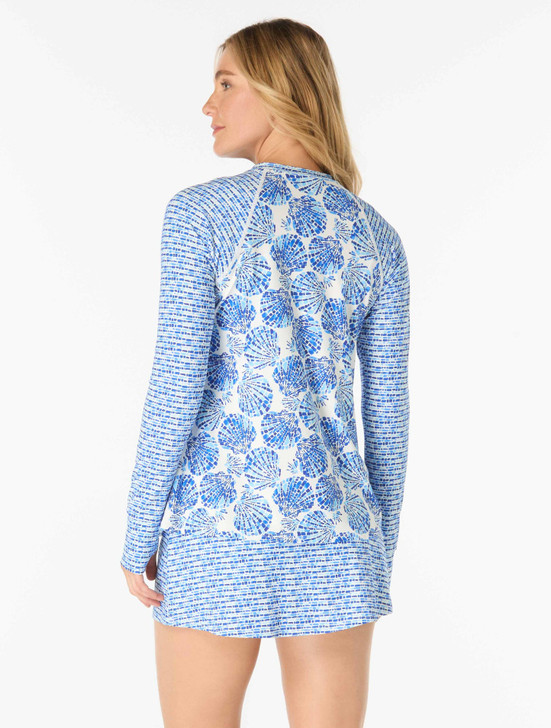 BEACH HOUSE MARY RELAXED FIT ZIP FRONT RASHGUARD - SHORELINE SHELLS