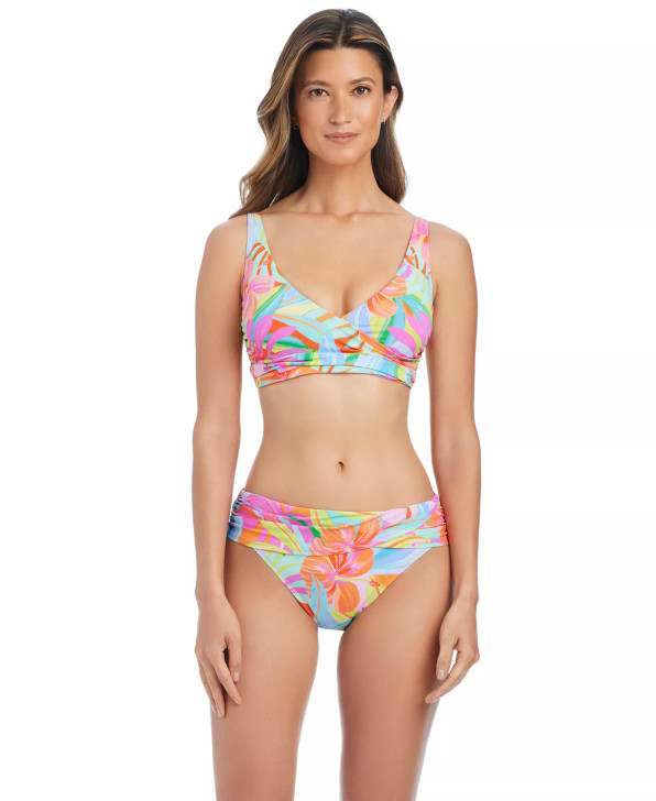 BLEU BY ROD BEATTIE BELLISSIMO BOTANICA BANDED WRAP BIKINI TOP