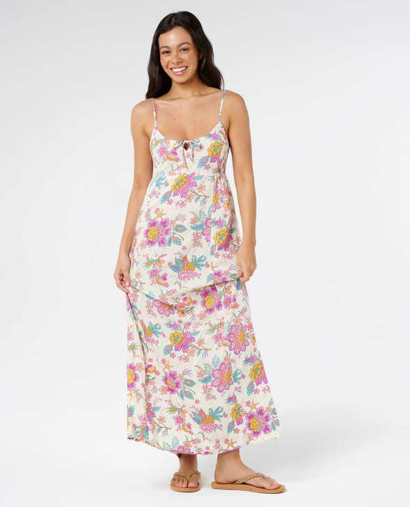 RIP CURL HALF MOON BAY SHIRRED SIDE MAXI DRESS
