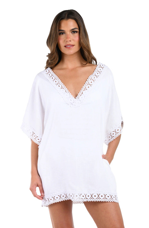 LA BLANCA LAKESIDE LINEN SHORT SLEEVE TUNIC
