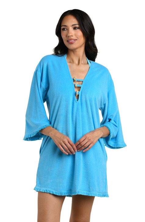 LA BLANCA WILD NOMAD WOOD TOGGLE FRONT TUNIC - SKY