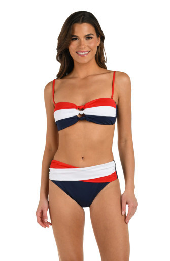 LA BLANCA MISS AMERICANA KNOT FRONT BANDEAU BIKINI TOP