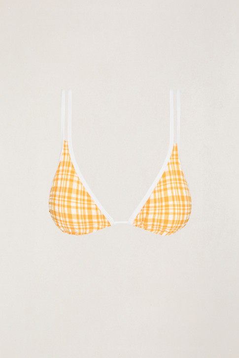 RHYTHM LONDON CHECK DOUBLE STRAP SLIDE TRIANGLE TOP