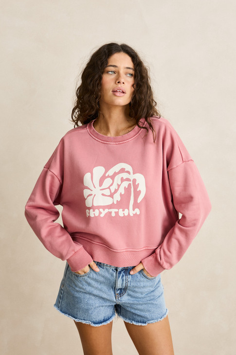 RHYTHM SUN AND PALM SLOUCHY CREW NECK FLEECE