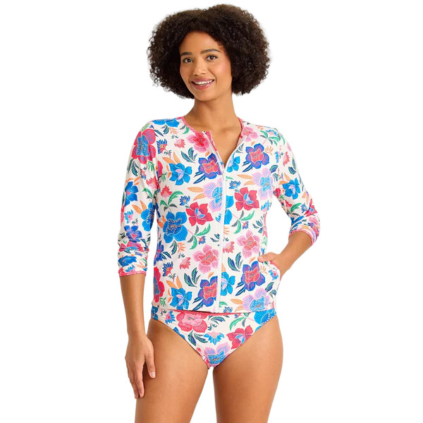 TOMMY BAHAMA TROPI FLORA FULL ZIP LONG SLEEVE RASHGUARD