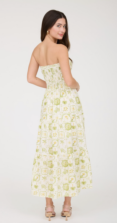 BLU PEPPER STRAPLESS TIERED MIDI DRESS