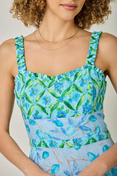 MYSTREE MIXED PRINT RUFFLE DRESS
