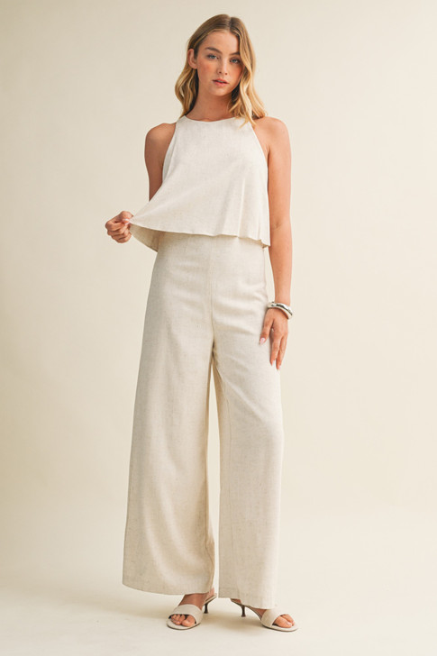 MUSTARD SEED SLEEVELESS LINEN JUMPSUIT