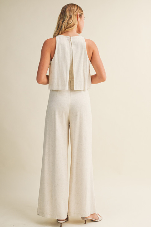 MUSTARD SEED SLEEVELESS LINEN JUMPSUIT