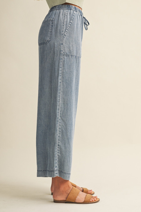 MUSTARD SEED TENCEL CROPPED DENIM PANTS