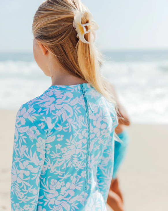 FEATHER 4 ARROW WAVE CHASER ONE PIECE RASHGUARD SURF SUIT - OCEAN BLUE (8-12)