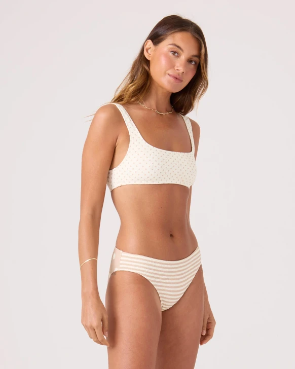ROXY PUKA DOTS SQUARE NECK BRALETTE BIKINI TOP