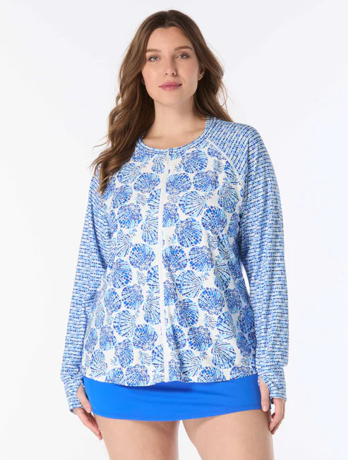 BEACH HOUSE SCARLETT RASHGUARD - SHORELINE SHELLS (1X-3X)