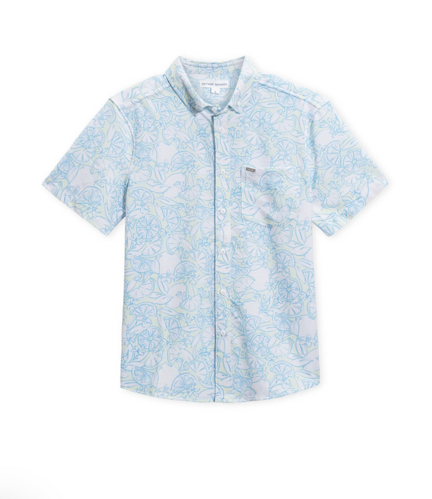 VINTAGE SUMMER MENS LIME BUTTON UP SHIRT