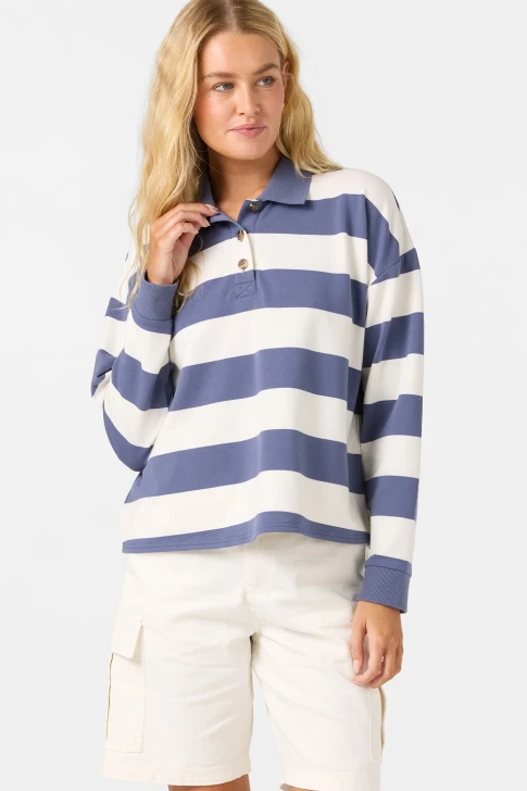 O'NEILL O'RIGINALS KYRA LONG SLEEVE CROP POLO TOP