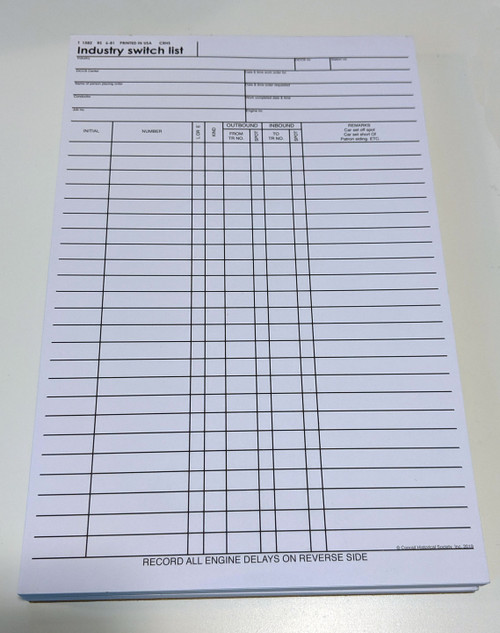 Switch Lists (Reproduction) - The Conrail Shoppe