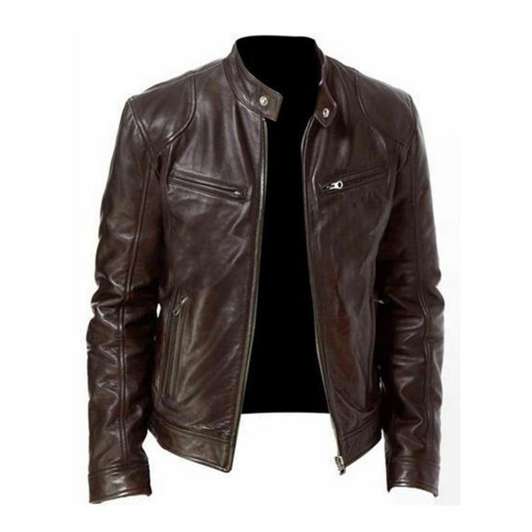 Blouson a Col Motard en Cuir zaxx