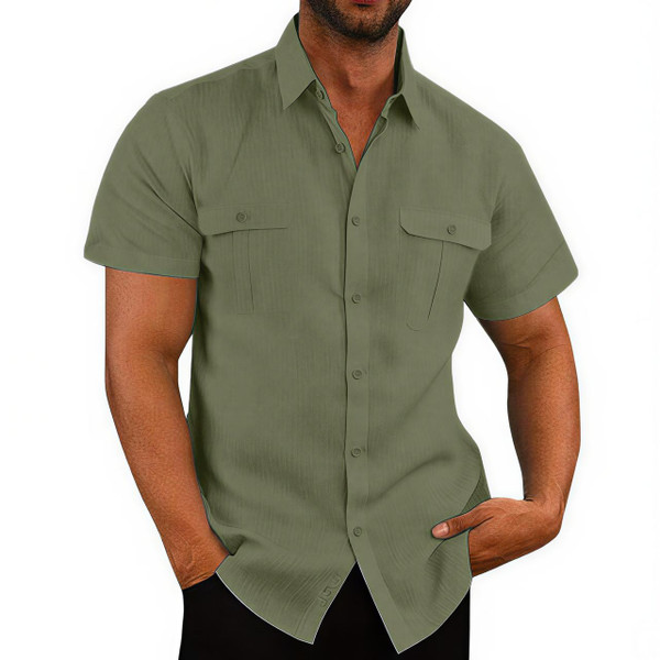 Chemise Estivale Unie à Poches zaxx