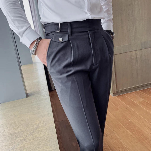 Pantalon Droit Monochrome à Taille Haute zaxx