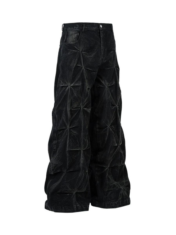 Pantalon Jean Baggy Plissé et Délavé Pantalon Jean Baggy Plissé et Délavé zaxx