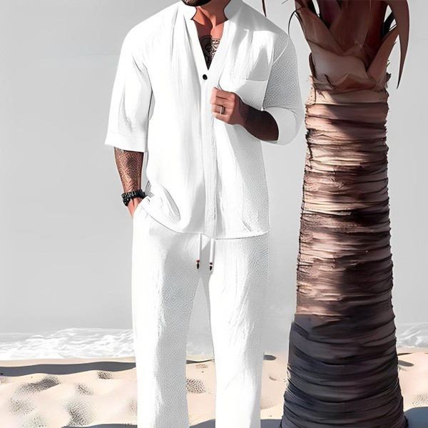 Ensemble Deux Pièces en Coton : Chemise et Pantalon Ensemble Deux Pièces en Coton : Chemise et Pantalon zaxx