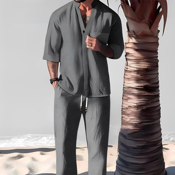 Ensemble Deux Pièces en Coton : Chemise et Pantalon Ensemble Deux Pièces en Coton : Chemise et Pantalon zaxx