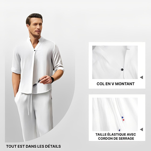 Ensemble Deux Pièces en Coton : Chemise et Pantalon Ensemble Deux Pièces en Coton : Chemise et Pantalon zaxx