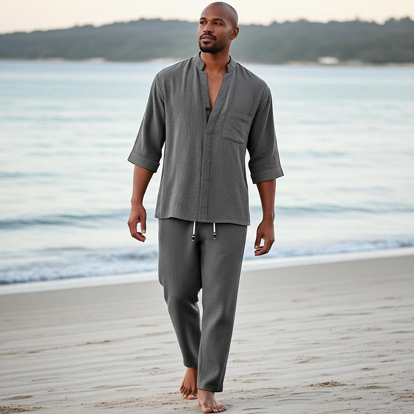 Ensemble Deux Pièces en Coton : Chemise et Pantalon Ensemble Deux Pièces en Coton : Chemise et Pantalon zaxx