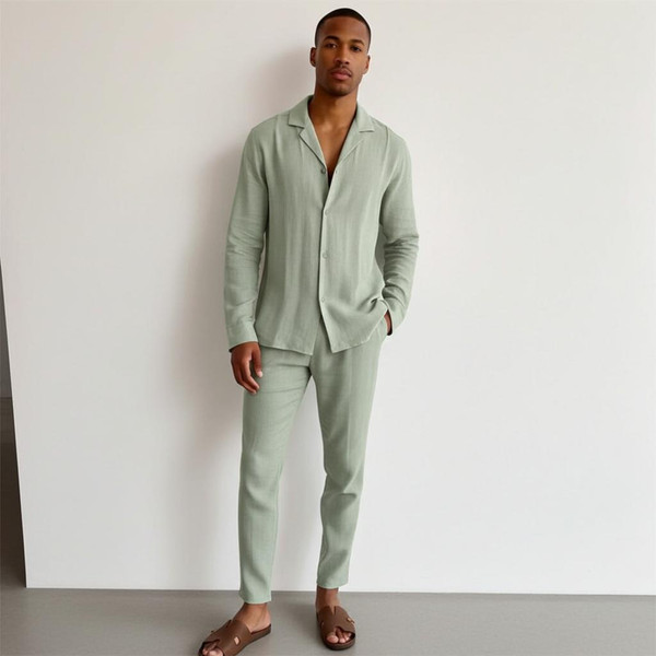 Ensemble Homme En Lin Laluna™ – Look d'Été Élégant zaxx