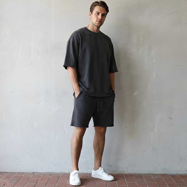 Ensemble Homme Décontracté T-Shirt Oversize Et Short Coupe Ample Style Urbain – Dynora™ zaxx