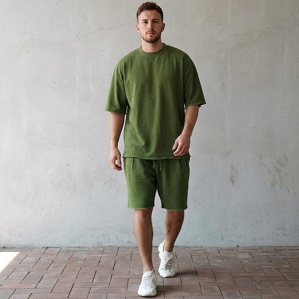 Ensemble Homme Décontracté T-Shirt Oversize Et Short Coupe Ample Style Urbain – Dynora™ zaxx