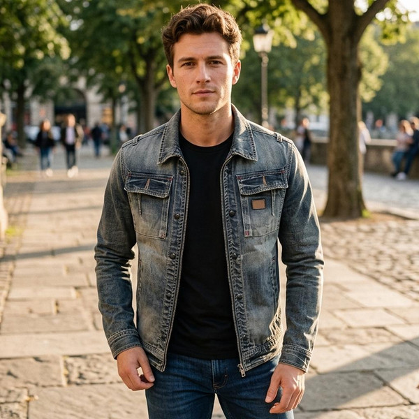 Veste Jean Homme – Blouson Denim Vintage Coupe Moderne zaxx