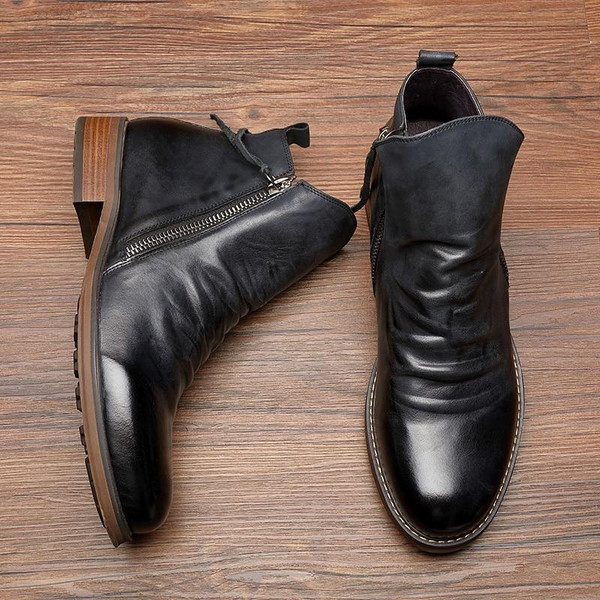 Bottes Montantes Zippees en Cuir Bottes Montantes Zippees en Cuir zaxx